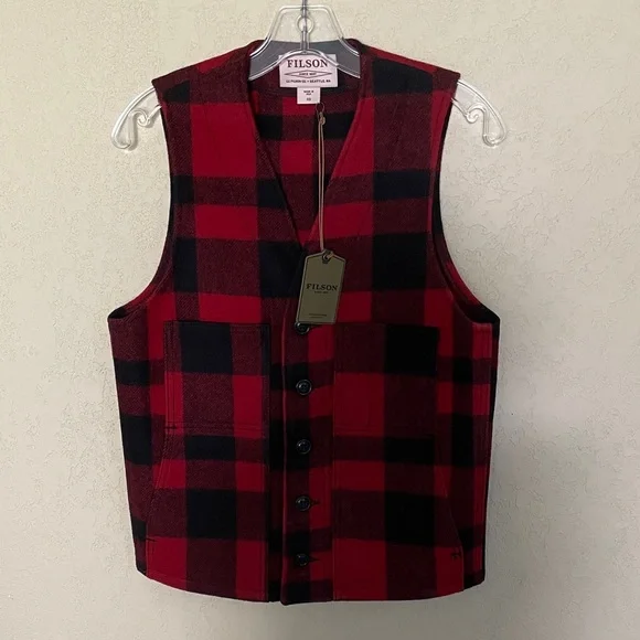 Filson NWT Vest 100% Wool Buffalo Plaid XS - Picture 6 of 7